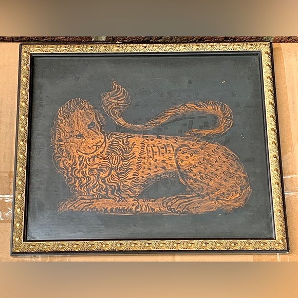 1987 Vintage Handmade Salisbury Cathedral Framed 12” x 10” Lion Brass Rubbing - Picture 8 of 16